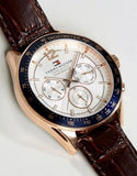 Buy Shop Tommy Hilfiger Luke Quartz White Dial Brown Leather Strap Watch for Men - 1791118 USA Online