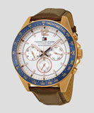 Buy Shop Tommy Hilfiger Luke Quartz White Dial Brown Leather Strap Watch for Men - 1791118 USA Online