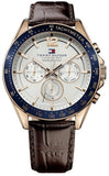 Buy Shop Tommy Hilfiger Luke Quartz White Dial Brown Leather Strap Watch for Men - 1791118 USA Online