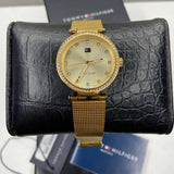 Buy Shop Tommy Hilfiger Lynn Quartz Gold Dial Gold Mesh Bracelet Watch For Women - 1781864 USA Online