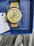 Buy Shop Tommy Hilfiger Lynn Quartz Gold Dial Gold Mesh Bracelet Watch For Women - 1781864 USA Online