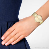 Buy Shop Tommy Hilfiger Lynn Quartz Gold Dial Gold Mesh Bracelet Watch For Women - 1781864 USA Online