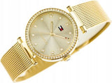 Buy Shop Tommy Hilfiger Lynn Quartz Gold Dial Gold Mesh Bracelet Watch For Women - 1781864 USA Online