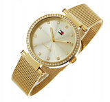 Buy Shop Tommy Hilfiger Lynn Quartz Gold Dial Gold Mesh Bracelet Watch For Women - 1781864 USA Online