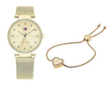 Buy Shop Tommy Hilfiger Lynn Quartz Gold Dial Gold Mesh Bracelet Watch For Women - 1781864 USA Online
