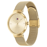 Buy Shop Tommy Hilfiger Lynn Quartz Gold Dial Gold Mesh Bracelet Watch For Women - 1781864 USA Online