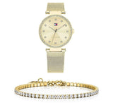 Buy Shop Tommy Hilfiger Lynn Quartz Gold Dial Gold Mesh Bracelet Watch For Women - 1781864 USA Online