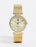 Buy Shop Tommy Hilfiger Lynn Quartz Gold Dial Gold Mesh Bracelet Watch For Women - 1781864 USA Online