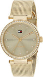 Buy Shop Tommy Hilfiger Lynn Quartz Gold Dial Gold Mesh Bracelet Watch For Women - 1781864 USA Online