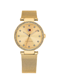 Buy Shop Tommy Hilfiger Lynn Quartz Gold Dial Gold Mesh Bracelet Watch For Women - 1781864 USA Online