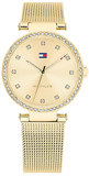 Buy Shop Tommy Hilfiger Lynn Quartz Gold Dial Gold Mesh Bracelet Watch For Women - 1781864 USA Online