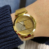 Buy Shop Tommy Hilfiger Lynn Quartz Gold Dial Gold Mesh Bracelet Watch For Women - 1781867 USA Online