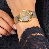 Buy Shop Tommy Hilfiger Lynn Quartz Gold Dial Gold Mesh Bracelet Watch For Women - 1781867 USA Online