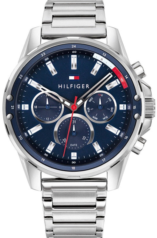 Buy Shop Tommy Hilfiger Mason Quartz Blue Dial Silver Steel Strap Watch for Men - 1791788 USA Online