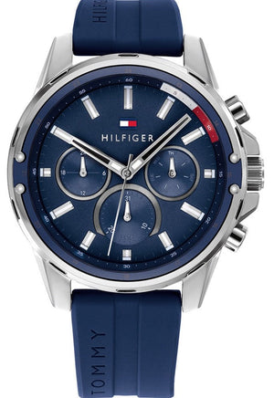 Buy Shop Tommy Hilfiger Mason Blue Dial Blue Rubber Strap Watch for Men - 1791791 USA Online