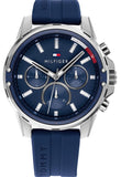 Buy Shop Tommy Hilfiger Mason Blue Dial Blue Rubber Strap Watch for Men - 1791791 USA Online