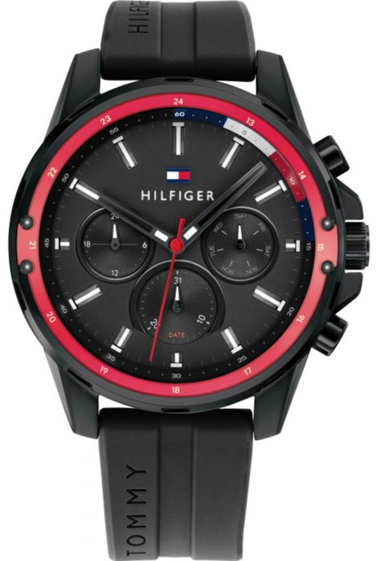 Buy Shop Tommy Hilfiger Mason Black Dial Black Rubber Strap Watch for Men - 1791793 USA Online