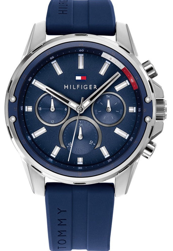 Buy Shop Tommy Hilfiger Mason Blue Dial Blue Rubber Strap Watch for Men - 1791791 USA Online