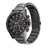 Buy Shop Tommy Hilfiger Mason Chronograph Black Dial Black Steel Strap Watch For Men - 1791935 USA Online