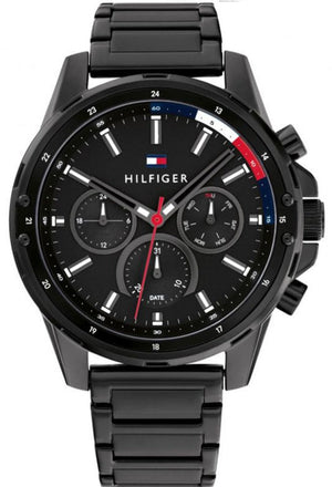 Buy Shop Tommy Hilfiger Mason Chronograph Black Dial Black Steel Strap Watch For Men - 1791935 USA Online