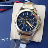 Buy Shop Tommy Hilfiger Mason Chronograph Blue Dial Two Tone Steel Strap Watch For Men - 1791937 USA Online