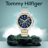 Buy Shop Tommy Hilfiger Mason Chronograph Blue Dial Two Tone Steel Strap Watch For Men - 1791937 USA Online
