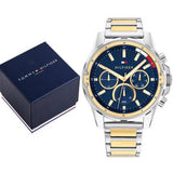 Buy Shop Tommy Hilfiger Mason Chronograph Blue Dial Two Tone Steel Strap Watch For Men - 1791937 USA Online
