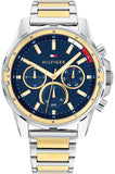 Buy Shop Tommy Hilfiger Mason Chronograph Blue Dial Two Tone Steel Strap Watch For Men - 1791937 USA Online