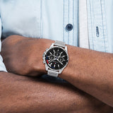 Buy Shop Tommy Hilfiger Mason Multifunction Black Dial Silver Steel Strap Watch For Men - 1791936 USA Online