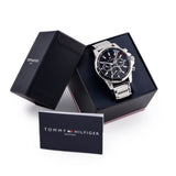 Buy Shop Tommy Hilfiger Mason Multifunction Black Dial Silver Steel Strap Watch For Men - 1791936 USA Online