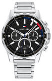Buy Shop Tommy Hilfiger Mason Multifunction Black Dial Silver Steel Strap Watch For Men - 1791936 USA Online