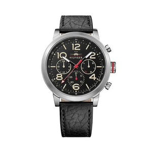 Buy Shop Tommy Hilfiger Jake Chronograph Black Dial Black Leather Strap Watch for Men - 1791232 USA Online