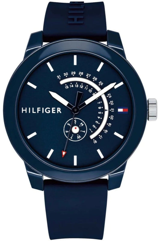 Buy Shop Tommy Hilfiger Denim Quartz Blue Dial Blue Rubber Strap Watch for Men - 1791482 USA Online
