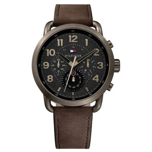 Buy Shop Tommy Hilfiger Briggs Chronograph Black Dial Brown Leather Strap Watch for Men - 1791425 USA Online