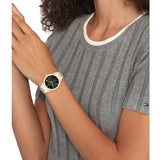 Buy Shop Tommy Hilfiger Monica Chronograph Black Dial Two Tone Steel Strap Watch For Women - 1782591 USA Online
