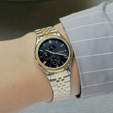 Buy Shop Tommy Hilfiger Monica Chronograph Black Dial Two Tone Steel Strap Watch For Women - 1782591 USA Online