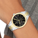 Buy Shop Tommy Hilfiger Monica Chronograph Black Dial Two Tone Steel Strap Watch For Women - 1782591 USA Online