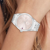 Buy Shop Tommy Hilfiger Monica Multifunction Chronograph Pink Dial Silver Steel Strap Watch For Women - 1782590 USA Online