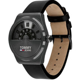 Buy Shop Tommy Hilfiger Monogram Pop Quartz Black Dial Black Leather Strap Watch For Men - 1791773 USA Online