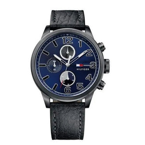 Buy Shop Tommy Hilfiger Jackson Quartz Blue Dial Black Leather Strap Watch for Men - 1791241 USA Online