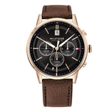 Buy Shop Tommy Hilfiger Multi Function Chronograph Black Dial Brown Leather Strap Watch for Men - 1791631 USA Online