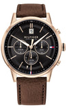 Buy Shop Tommy Hilfiger Multi Function Chronograph Black Dial Brown Leather Strap Watch for Men - 1791631 USA Online