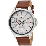 Buy Shop Tommy Hilfiger Multi Function Quartz White Dial Brown Leather Strap Watch for Men - 1791614 USA Online