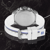 Buy Shop Tommy Hilfiger Multifunction Black Dial White Rubber Strap Watch for Men - 1791475 USA Online