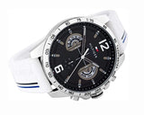 Buy Shop Tommy Hilfiger Multifunction Black Dial White Rubber Strap Watch for Men - 1791475 USA Online