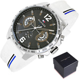 Buy Shop Tommy Hilfiger Multifunction Black Dial White Rubber Strap Watch for Men - 1791475 USA Online