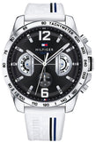 Buy Shop Tommy Hilfiger Multifunction Black Dial White Rubber Strap Watch for Men - 1791475 USA Online