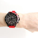 Buy Shop Tommy Hilfiger Multifunction Quartz Black Dial Red Rubber Strap Watch for Men - 1791722 USA Online