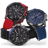 Buy Shop Tommy Hilfiger Multifunction Quartz Black Dial Red Rubber Strap Watch for Men - 1791722 USA Online