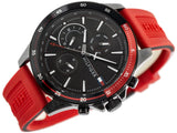 Buy Shop Tommy Hilfiger Multifunction Quartz Black Dial Red Rubber Strap Watch for Men - 1791722 USA Online